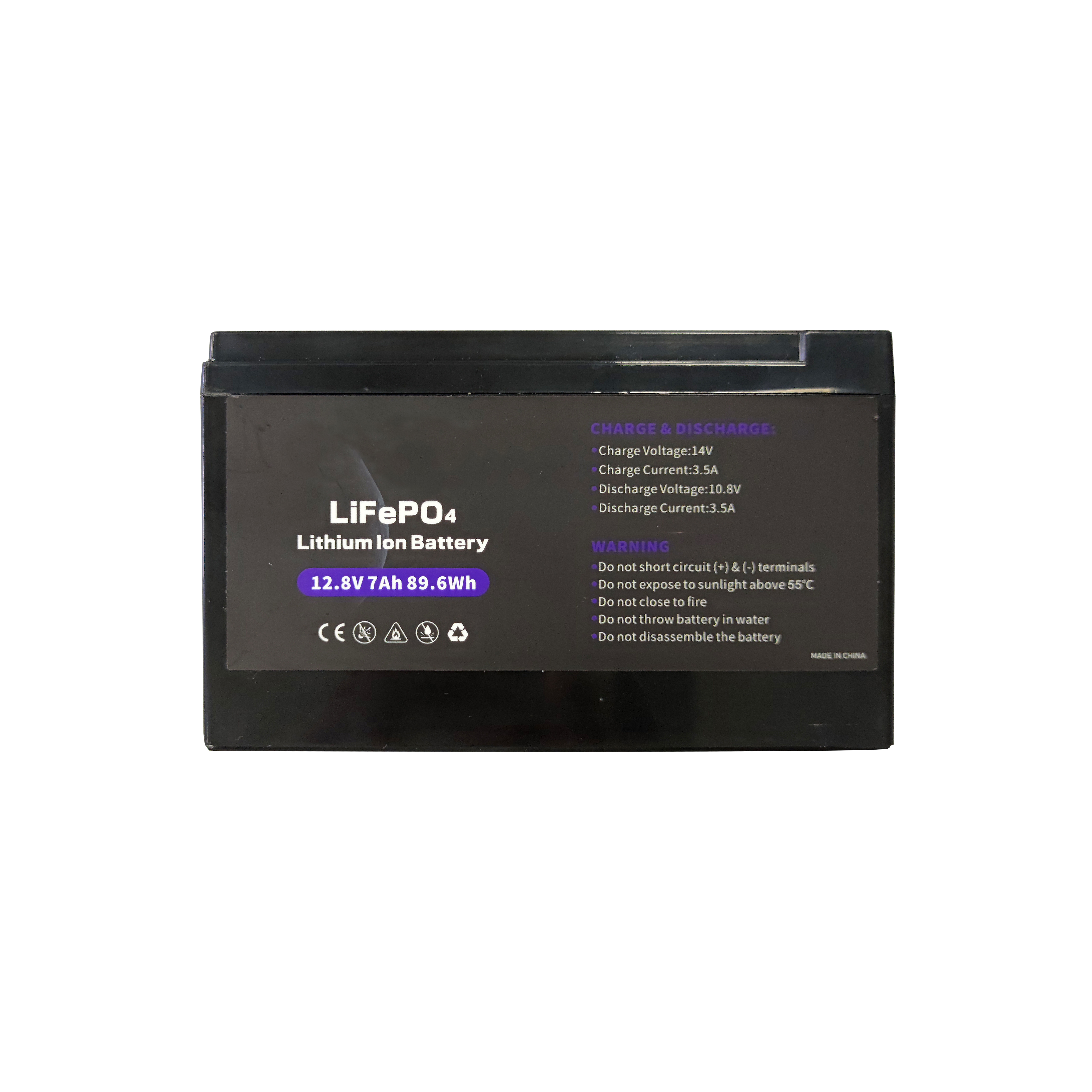 LiFePO4 Lithium lon Battery 12.8V7Ah89.6Wh