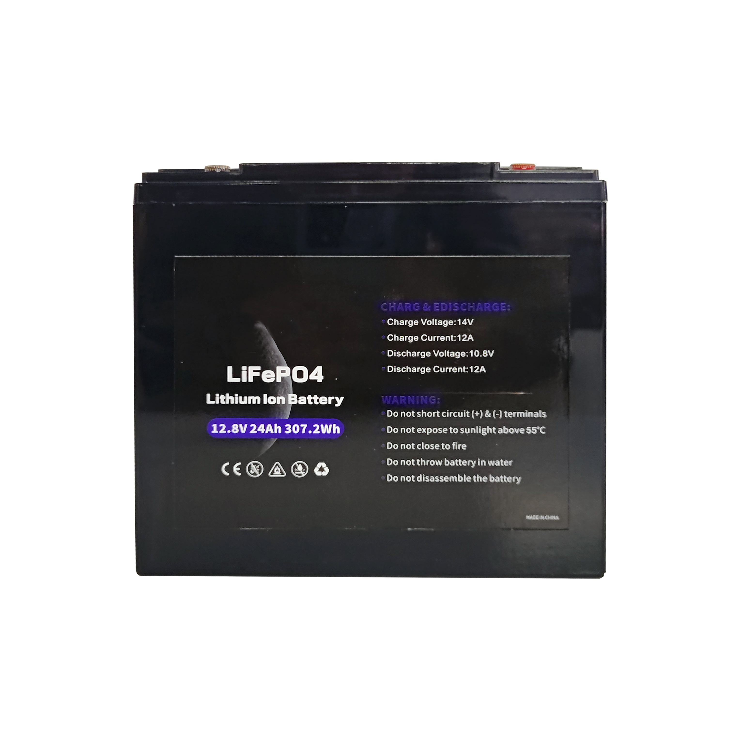 LiFePO4 Lithium ion Battery 12.8V24Ah 307.2Wh